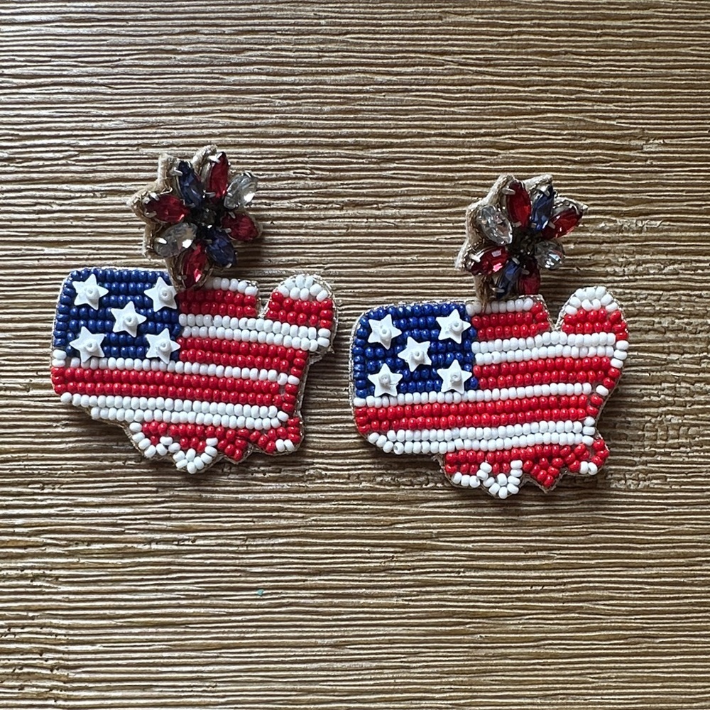 Patriotic Beaded Flag Earrings